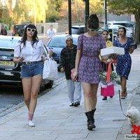 Daisy Lowe and a female companion walking her pet dog | Picture 89012